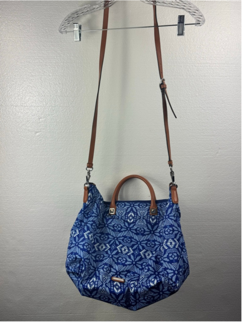 Rebecca Minkoff Blue & White Patterned Satchel One Size - Picture 6 of 10